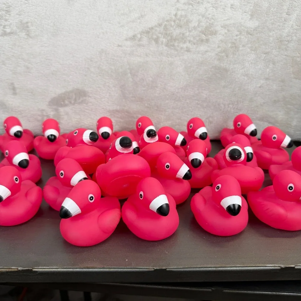Pink Flamingo Rubber Ducks Bulk Set Jeep Ducking Tropical Bath Toys 26